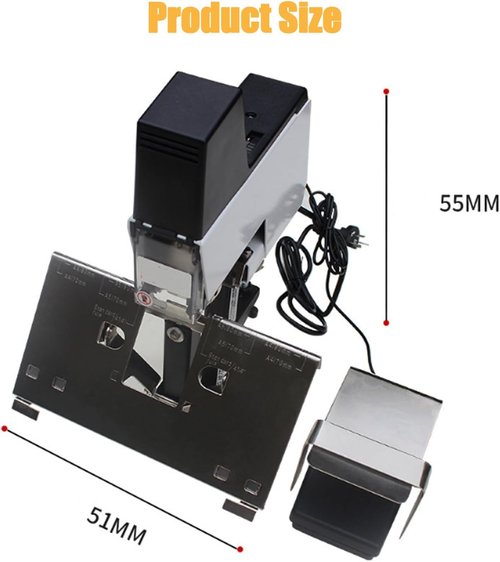Electric Stapler, Flat Saddle Binder Stitcher Equipped With1~9 Levels Binding Pressure Knob, Foot Pedal Switch, Binding Thickness 30 Sheets, 100 Mm Nailing Depth for