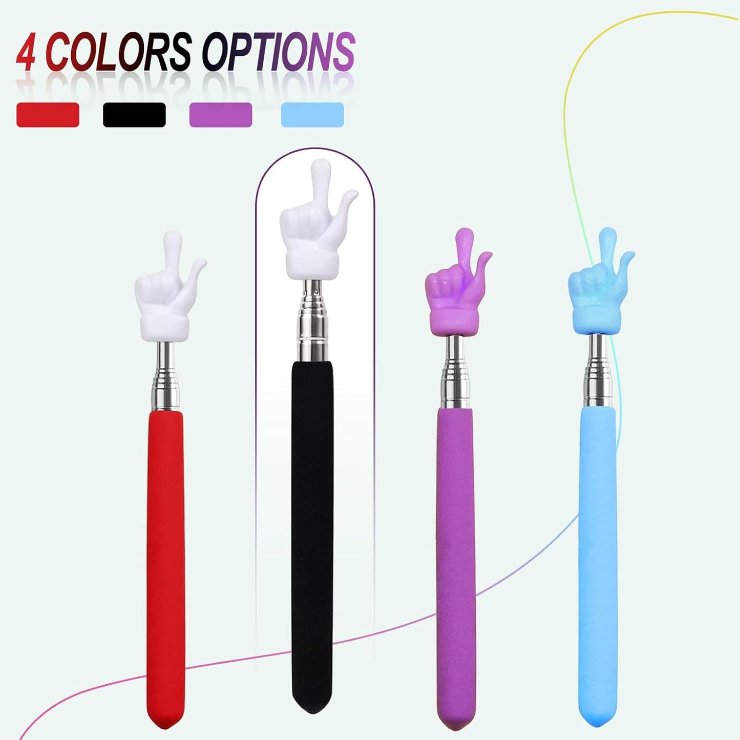Skiennix Telescopic Teacher Pointer Stick - Retractable Finger Pointer for Classroom Use | 2 Pcs Set (Black)
