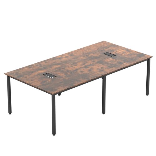Tangkula 8 FT Conference Table, 95" x 48" Rectangle Office Computer Desk with Heavy-Duty Metal Frame, 2 Cable Grommets, Modern Seminar Table for Meeting Room, Boardroom (Rustic Brown,2)