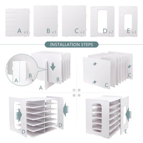 SONGWAY Desktop Mail Sorter Organizer - Small File Organizer for Desk, Desk Bills Storage, 12 Slots Ink Pad and Stamp Pad Storage Rack