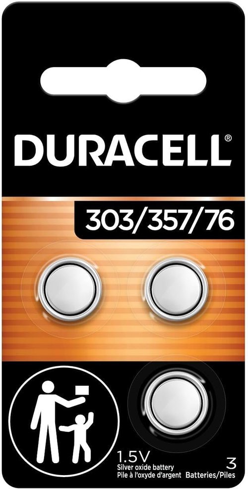 Duracell 303/357/76 Silver Oxide Button Battery - Long-Lasting Power for Watches & Calculators | 3 Count Pack