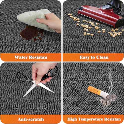 KMAT Office Chair Mat, 36x48in Heavy Duty Hardwood/Tile Floor Protector, Floor Mat Computer Desk Mat for Rolling Chairs, Work, Study, Office, Black