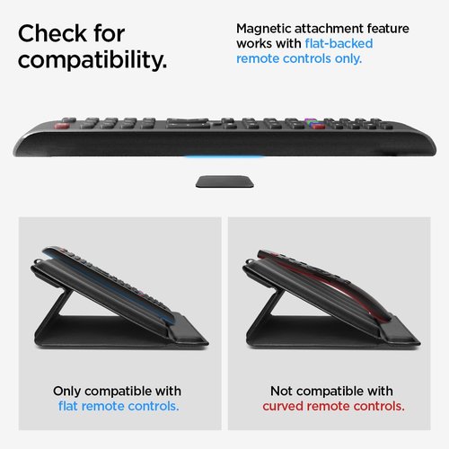 Spigen Universal Remote Control Holder Organizer Stand Magnetic PU Leather Holds Up To 4 LD401 - Black