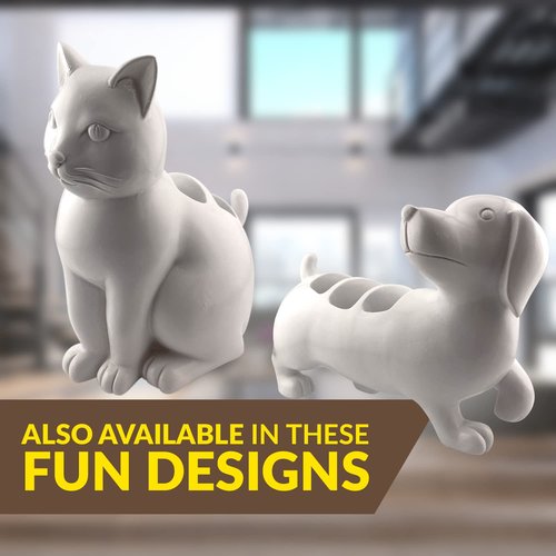 Kwirkworks Cat TV Remote Caddy Fun & Durable Polyresin Organizer with 3 Compartments for Remotes, Eyeglasses, Office Supplies for Cat Lovers