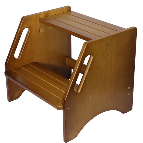 Step Stool, Bed Step Stool Height-Adjustable for Adults Seniors with Safety Non-Slip Pads and Handles, 400 LBS Capacity for Bedroom Kitchen Bathroom Sink, or Bedside, Senior Support (Walnut Color)