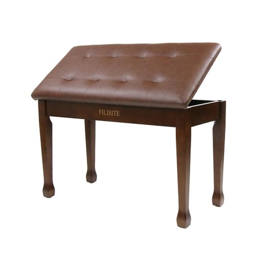 FILISITE Duet Piano Bench with Storage, Wooden Piano Stool with Waterproof Padded Cushion, Bench Seat for Vanity, Living Room, Bedroom (Wood)