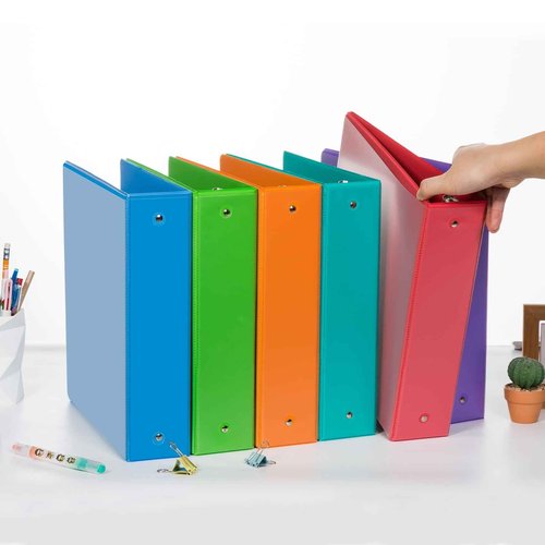 ViVin 2 Inch Round Ring View Binder for Durability, Standard 3 Ring Binder for 450 Sheets of US Letter Size Paper, PVC-Free, 6-Pack (Assorted)