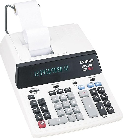 Canon MP21DX Desktop Calculator - 12-Digit Display with 2-Color Printing | Black/Red Print