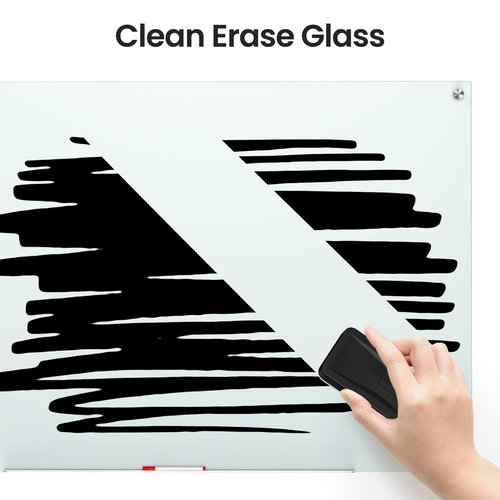 VUSIGN 36" x 24" Glass Whiteboard, Magnetie Dry Erase Board of Frameless, Minimalist Style Glass White Board for Wall, Office, Home,School