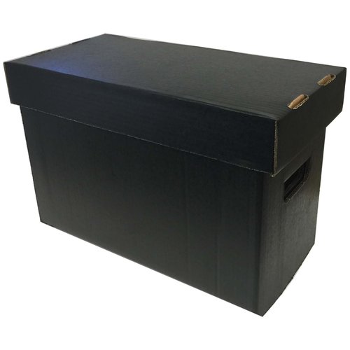 Max Protection Comic Book Storage Boxes - Short Cardboard Black Case for 150-175 Comic Books - Double Thickness Design - Premium Stackable Book Box for Silver Age & Modern Comics (Pack of 5)