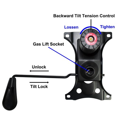 MySit Heavy Duty 300 LBs Office Chair Tilt Mechanism Replacement Parts, 5.9'' x 8.6" Mounting Holes Tilt Control Mechanism(Not Standard Dimension)