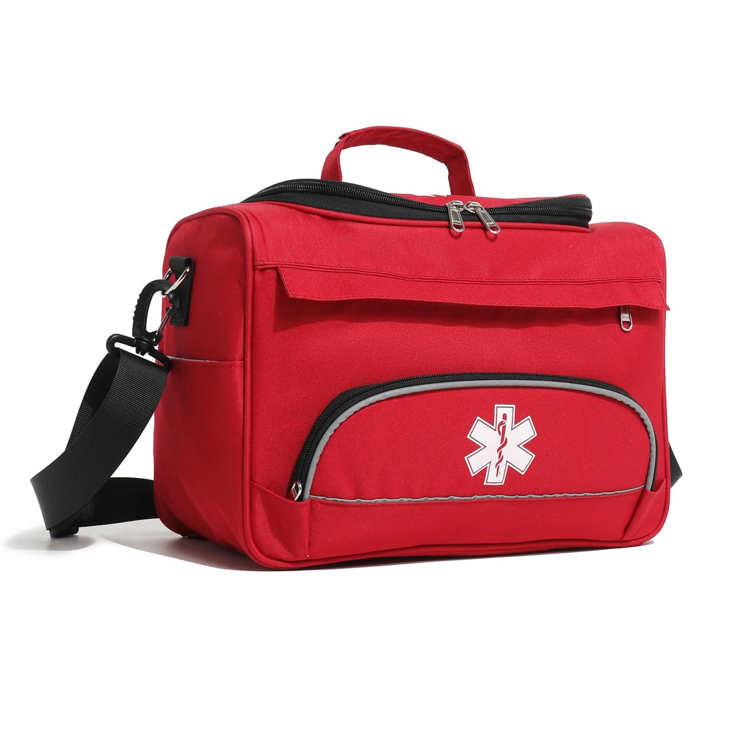 BNYYUG Empty Red First Responder Bag On Call Trauma Bag EMT First Aid Carrier for Paramedics and Emergency Medical Supplies Kit (Red)