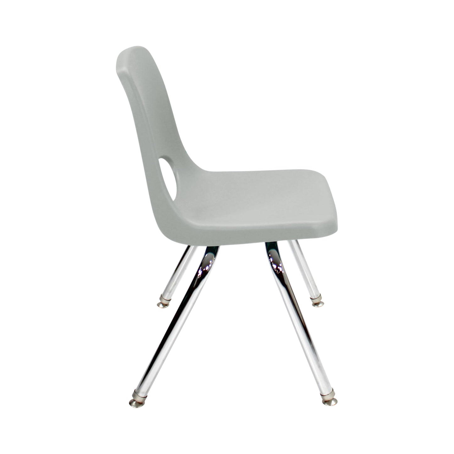 FDP 14" School Stack Chair,Stacking Student Seat with Chromed Steel Legs and Nylon Swivel Glides For In-Home Learning or Classroom - Light Gray (6-Pack), 10364-LG