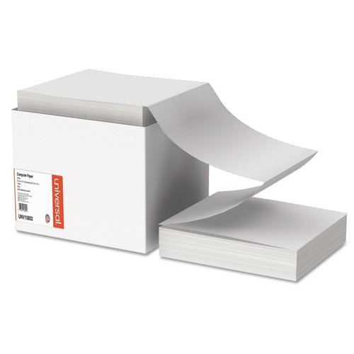 Universal 15802 Computer Paper, 20lb, 9-1/2 x 11, Letter Trim Perforations, White (Case of 2400 Sheets)