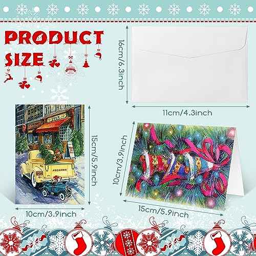 Jetec 200 Pack Christmas Cards with Envelopes Christmas Holiday Greeting Card Set with 200 Christmas Cards and 200 Envelopes, 20 Designs, 4 x 6 Inch