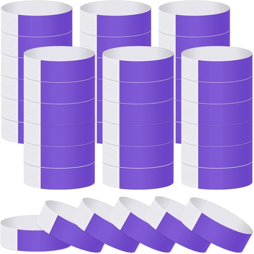 ASTARON Paper Wristbands - 200 Pcs Purple Event Bracelets | Waterproof & Lightweight for Parties