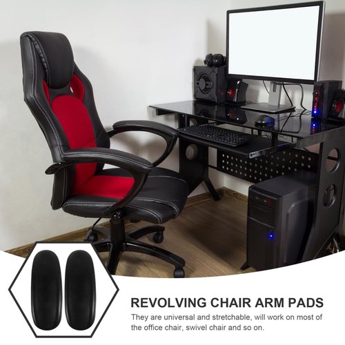 Unomor 1Pair Swivel Chair Armrests Replacement Pads Office Chair Armrest Covers Easy to Install Stretchable Design for Comfort and Support for Home and Office Use