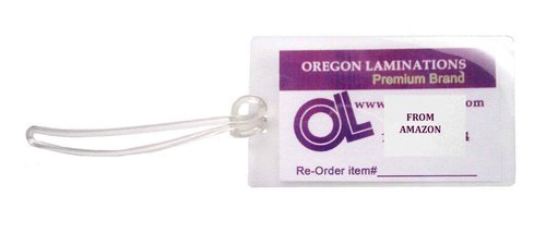 Heat Activated Luggage Tag Laminating Pouches 2-1/2 x 4-1/4 inch 5 mil (64mm x 108mm x 125 microns) with Slot Short Side Including 6-inch Attachment Loops [500 of Each] Clear Gloss