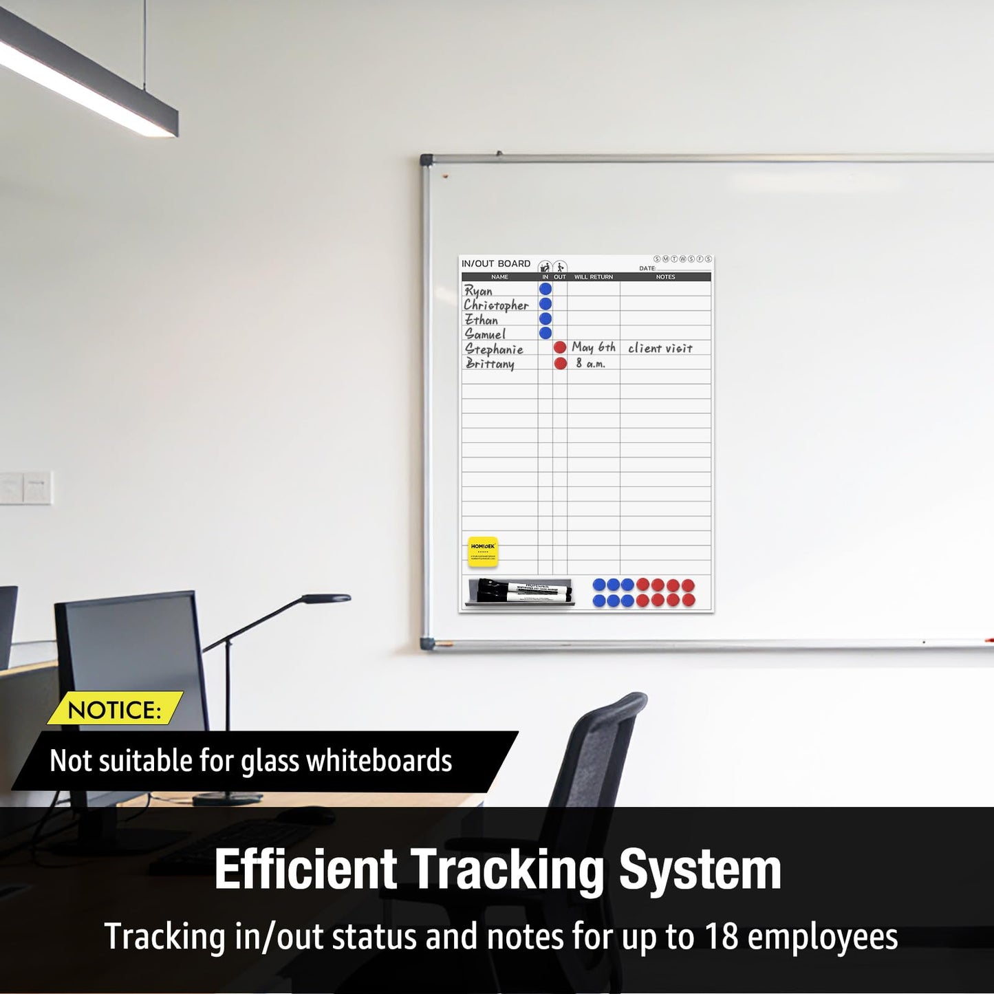HOMiDEK in and Out Magnetic Backing Dry Erase Planner Board for Office Employee