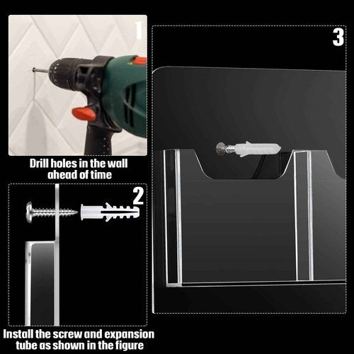 15 Pockets Clear Acrylic Brochure Pamphlet Holder Brochure Display Stand Business Tri Fold Brochure Multi Slot Holder Rack Wall Mount Pocket for Literature Menu Document Flyer Advertise Supplies