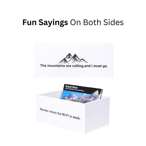 GoFika National Park Map Brochure Holder Wood Decor Box for NPS&NatGeo Perfect for U.S. Park Lovers (White)