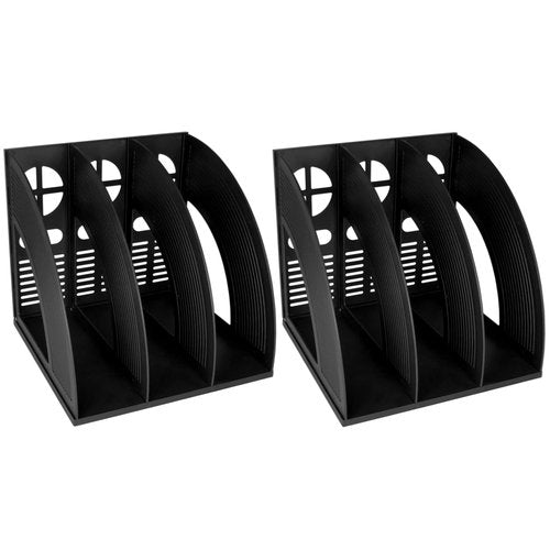 SAYEEC 2Pcs Magazine Holder Plastic File Sorter Binder Holder for Desk Folder Organizer Stand Book Shelf Dividers Vertical Filling Storage Rack Desktop Bookshelf Display Box for Office School (Black)
