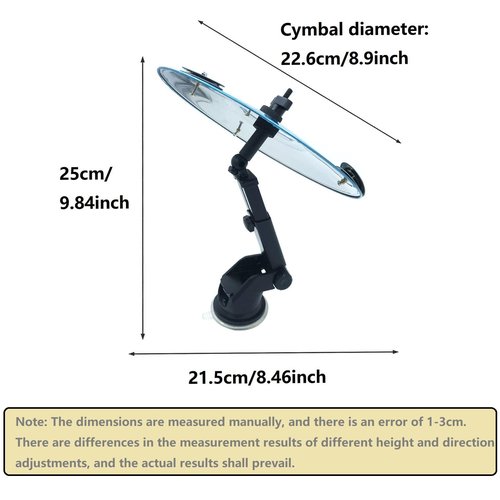 TUOREN Car Drum Crash Cymbal, 8.9inch Diameter Suction Cup Style Drum Cymbal Holder with Jingle Bells for Drummers to Make Your Driving More Fun