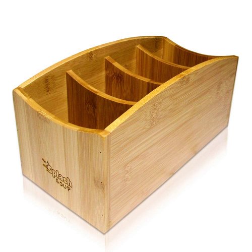 Natural Bamboo Organizer | Kitchen Counter Utensil Storage | Home Office Stationery Desk Caddy | Living Room Table Accessory Remote Holder by Splash Soup