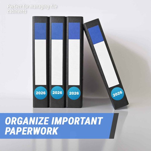 2026 Year Labels (0.75 inch, Round, Teal - 600 Labels) Circle Color Coded 2026 Labels for Class of 2026 Graduation, Medical Files, Book Keeping or Inventory Supplies