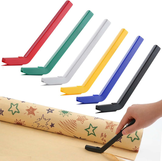 LIZAAL 6-Pack Wrapping Paper Cutter Set | Safe and Easy Gift Wrap Cutter for Christmas and Birthday | Wrapping Paper Cutter Slider for Home, Office or Classroom (6-Colors)