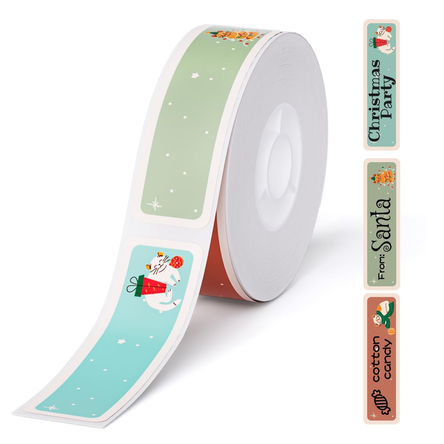 NIIMBOT Christmas Labels for D110/D11/D101 Label Maker,14 x 50 mm (0.55'' x 1.97''), Thermal Label Tape for Christmas Home Office Labeling, Meowy Xmas Pattern