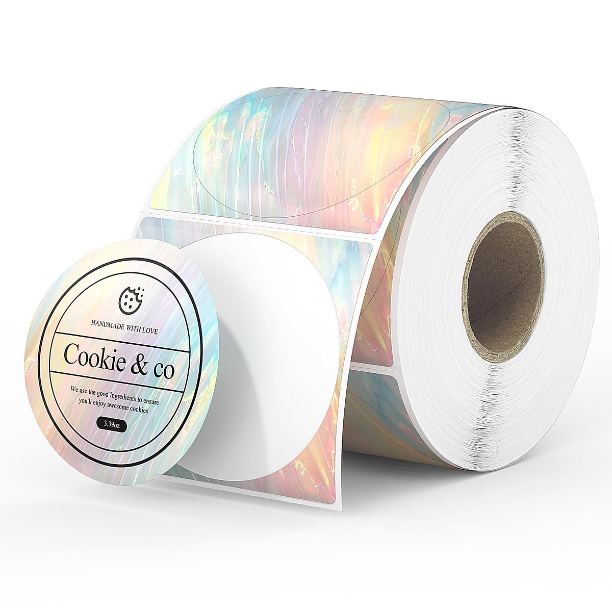 MUNBYN 2 Inch Round Shell Texture Thermal Labels, Waterproof Circle Stickers for Small Business, 500 Labels/Roll (Colorful)