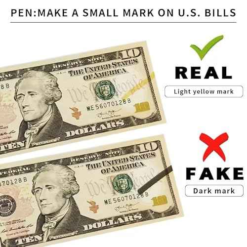 Counterfeit Money Bill Detector Pen ? Easy to Use and Reliable Universal Currency Fake Bill Checker for Personal & Commercial Use ? Ensures Authenticity and Prevents Fraud (2 Pack)