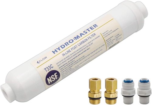 HYDRO MASTER In-Line Post Carbon Filter - 10 Inch x 2 Inch with 1/4-Inch NPT Connection