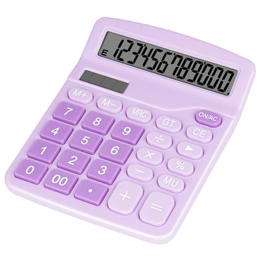 DANRONG Cute Purple Desktop Calculator with Big Buttons, Dual Power Source, Solar and Battery, Large Display Screen - Perfect for Office, Teachers, and Students (Purple)