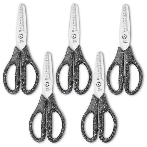 cool hand Gear 7.8'' Multi Purpose Ceramic Blade Scissors w/Ruler Marking, Blunt Tip Scissors Utility Shears for Kitchen, Craft, BBQ, Pet Care, Sewing, 5 PCS