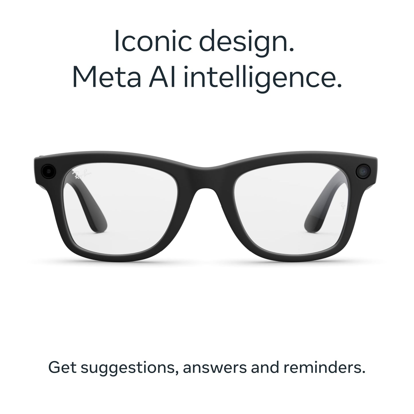 Meta Ray-Ban (Gen 2), Wayfarer, Matte Black | Smart AI Glasses for Men, Women — 2x Battery Life — 3K Ultra HD — 12 MP Ultra-Wide Camera, Audio, Video Recording — Clear Lenses — Wearable Technology