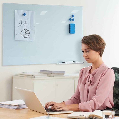 Magnetic Glass Writeboard 36"X24" Hole-Free Premium Tempered Dry Erase Whiteboard Bulletin Message Boards (White)