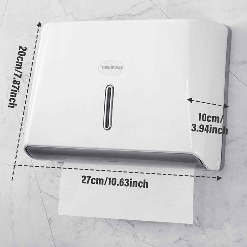 Tioncy 6 Pack Paper Towel Dispenser Wall Mount Commercial with Lock Adhesive No Drilling or Screws Install Plastic Tri Fold, C Fold Paper Hand Towel Holder for Bathroom Restroom Office(White)