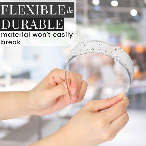 Fumete 300 Packs 12 Inch Clear Plastic Ruler Bulk with Inches and Centimeters Students Drafting Measuring Tool, Metric Rulers for Classroom Office Supplies