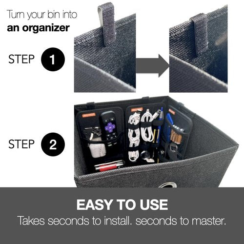 BINGANIZER Travel, Drawer, Bin organizers, All Purpose Organizers, Elastic Panels for Cables, Cords, Electronics, Suitcase, Tactical Organizer Board for Junk Drawer and Bin, 2 packs (Style C only)