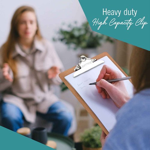 24 Clipboards Standard A4 Letter Size, 9x12.5 inch Wooden Clipboard with 6" Metal Clip, Hardboard, Fits 8.5 x 11 Inch Paper, Bulk Pack