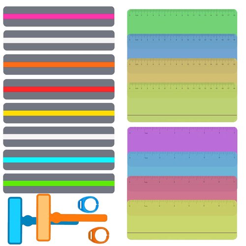 18 pcs Reading Guide Strips, CNYMANY Highlight Strips Finger Guided Reading Strips Bookmarks Colored Overlay Reading Trackers Rulers Dyslexia Tools for Kid Children Teacher Supply