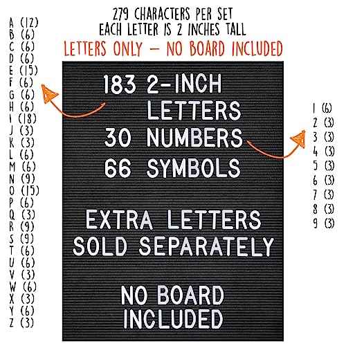 Letter Board Plastic Letters Set 2 Inch, Letter Board Letters Only NO BOARD INCLUDED, White Large Felt Board Letters, Plastic Letters Letter Board, Felt Letter Board Letters Symbols