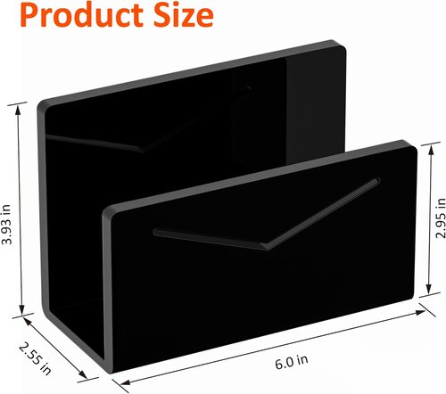 FUCDTEFC Acrylic Mail Holder - Stylish Black Vertical Letter Organizer for Desk | Lightweight Bill Sorter for Home & Office