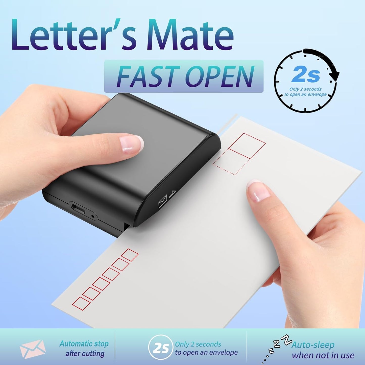 Skiennix Rechargeable Electric Letter Opener - Automatic Envelope Slitter for Effortless Mail Handling