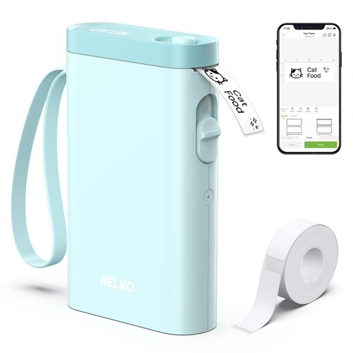 Nelko Label Maker Machine with Tape, P21 Bluetooth Label Printer, Wireless Mini Label Makers with Multiple Templates for School Office Home, Cyan