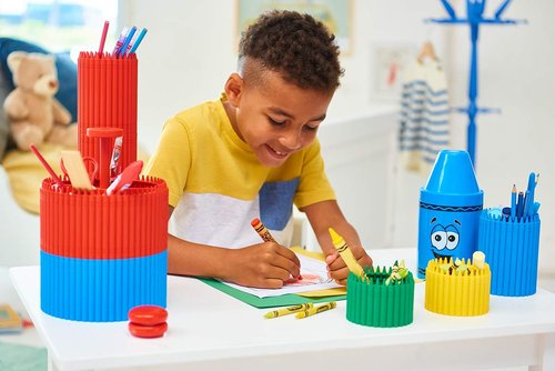 Crayola Round Storage Organizer - Creative Kids Desk Organizer with 5 Sections for Storing Pens, Pencils, Crayons and Other School/Office Supplies, Violet (Purple), Kids 3+ Years (20022587)