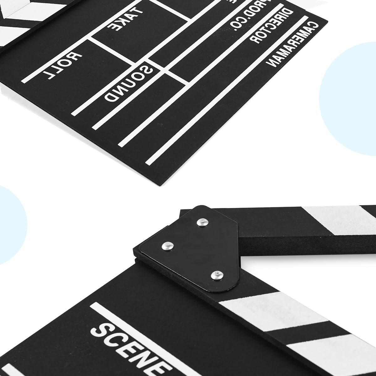 KISEER 12"x11" Movie Film Clap Board Wooden Movie Clapboard Film Clapper Board (Black)