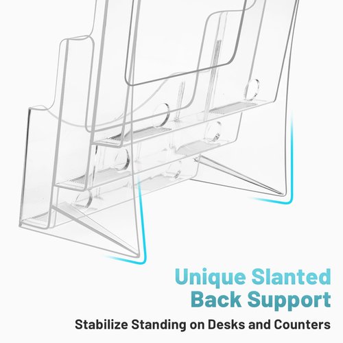 Viymgit Acrylic Brochure Holder 8.5 x 11 inches, 3 Tier Clear Plastic Flyer Holder Display Stand, Wall Mount/Countertop Literature Organizer for Documents, Pamphlets, Booklets, and Menu